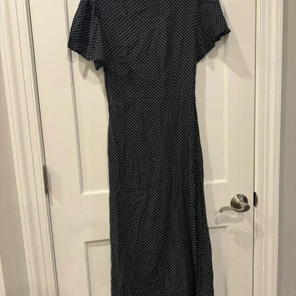 Zara Front Cut Out Polka Dot Front Slit Midi Black and White Dress - medium - Picture 5 of 10